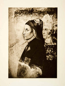 1897 Photogravure Dante Portrait Fresco Bargello Giotto Profile Florence XEEA8