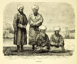 1883 Wood Engraving Portrait Aqsaqal Aksakal Elders Caucasus Judge XEGA3