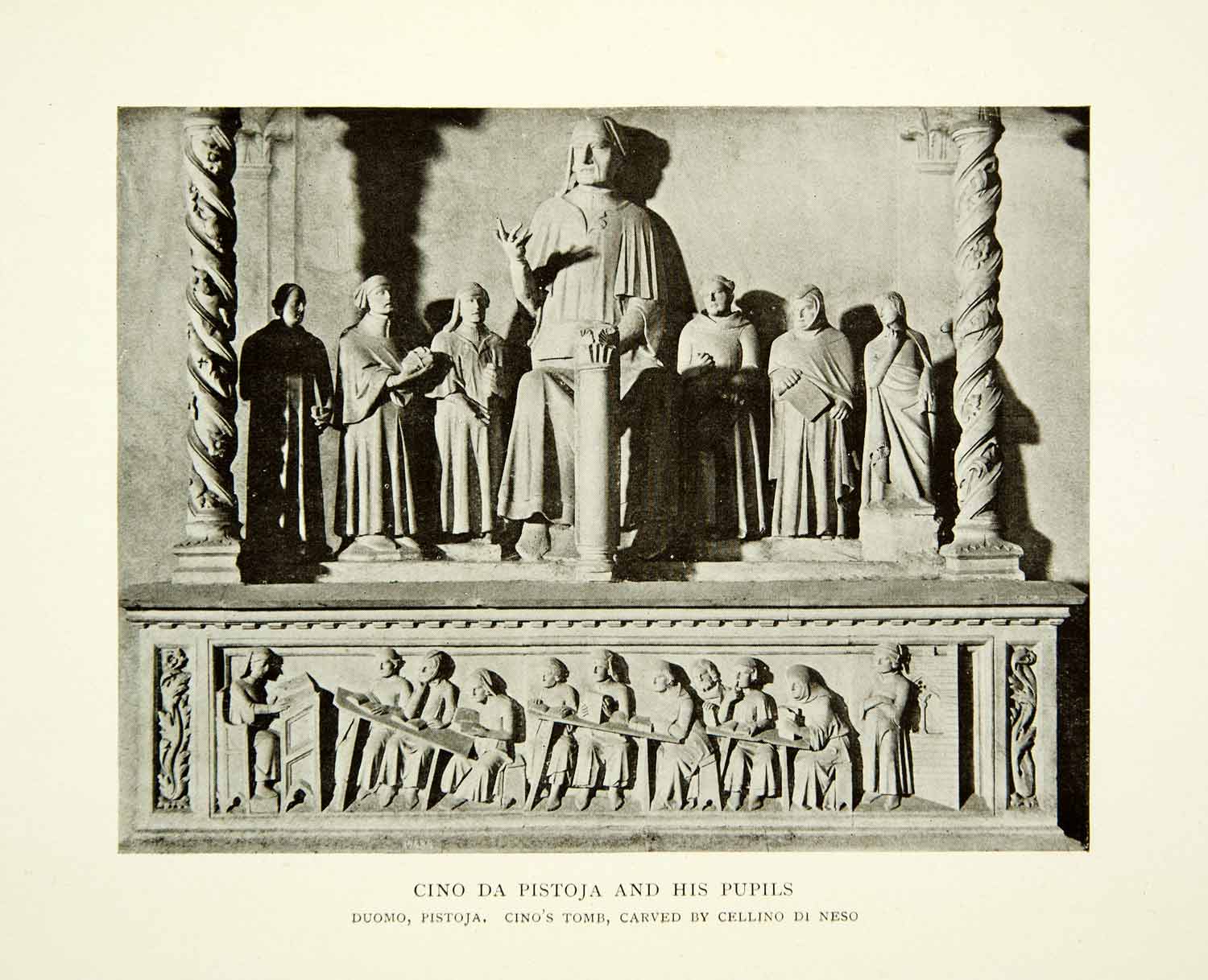 1907 Print Cino Pistoja Cellino Neso Sculpture Lecture Podium Medieval XEJA1