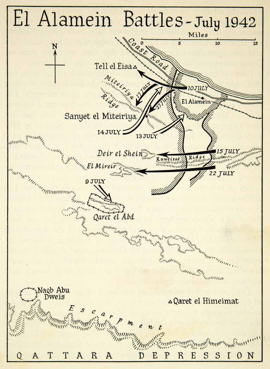 1956 Print Map Layout El Alamein Battles World War II Russia Military ...