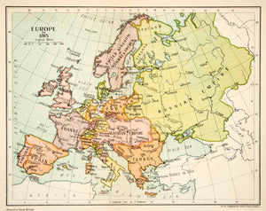 1926 Lithograph Map Europe 1815 Russian Empire France Turkey Spain Portugal XEM2