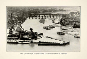 1923 Print Confluence Rhine Moselle Tiver Koblenz Germany Monument XEM4