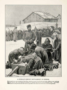 1904 Print Russian Convict Settlement Siberia Political Military Guard XEM9