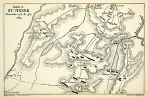 1898 Print Map Battle Nive St Pierre Peninsular War Bayonne France XENA6