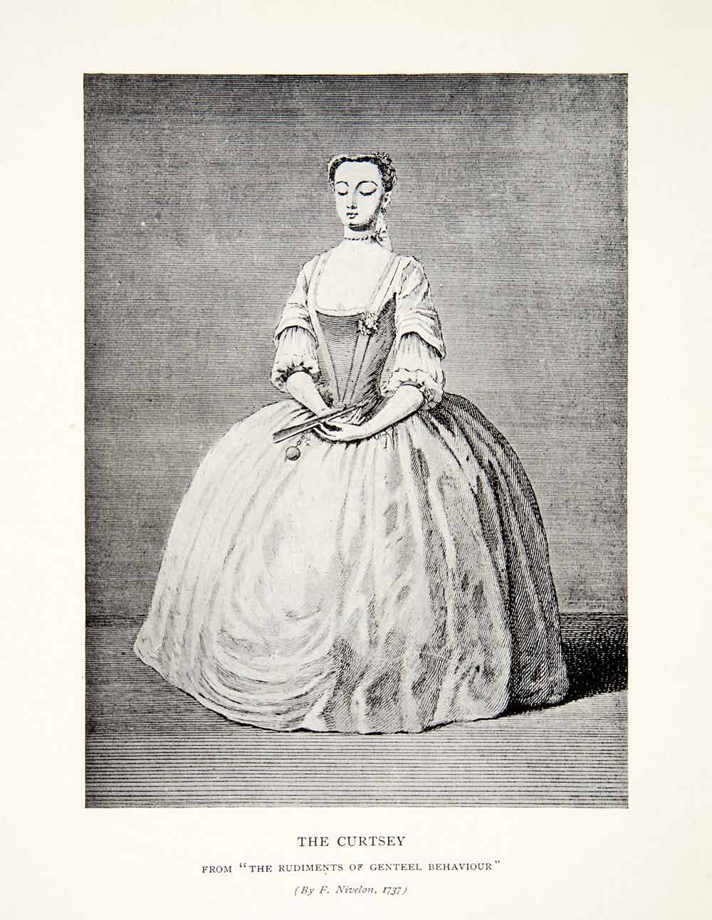 1903 Print England Woman Curtsey Costume Manners Aristocrat Genteel XEO7