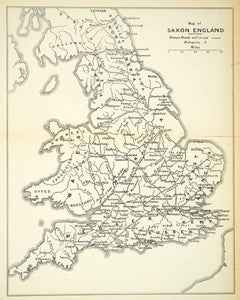 1904 Offset Lithograph Saxon England Lothian Map Gwynedd Morganwg Sussex XEOA1