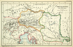 1896 Photolithographed Map Noricum Pannonia Celtic Kingdom Danube River XEOA6