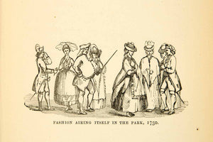 1872 Wood Engraving Fashion Costume Dress Airing St James Park London XEQA5