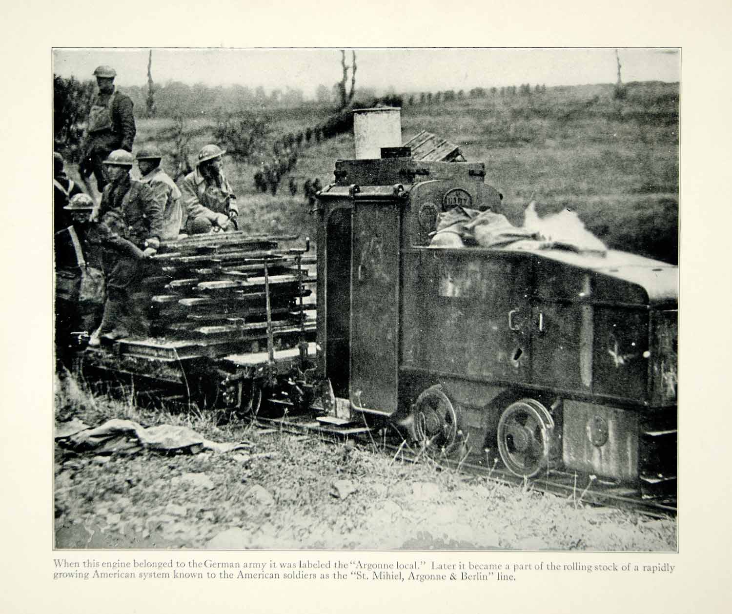 1934 Print WWI Deutz Railway Train Engine US Army Doughboy Military XEQA6