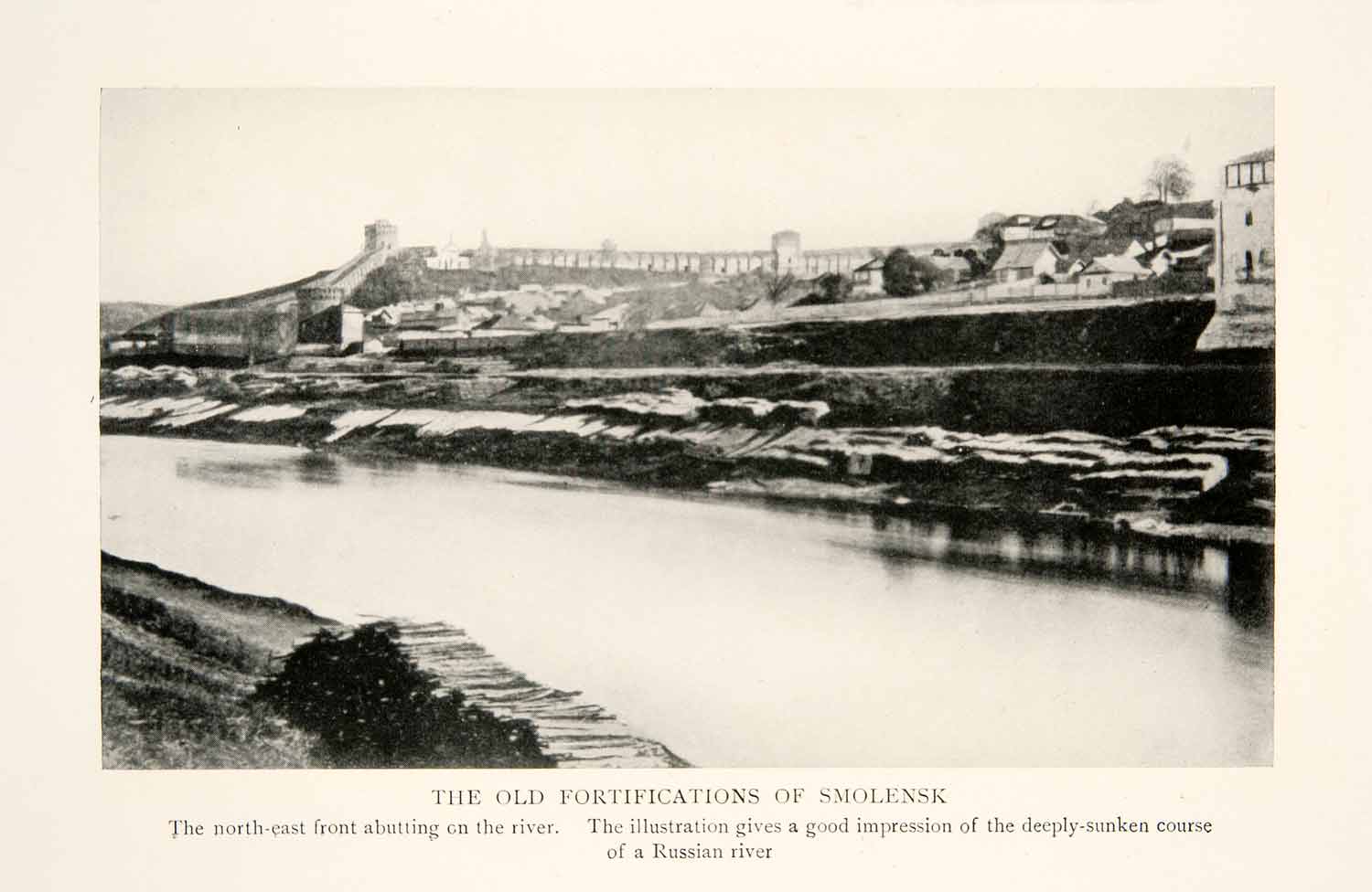 1914 Print Old Fortification Smolensk Russia Europe Kremlin Dnieper River XEU9