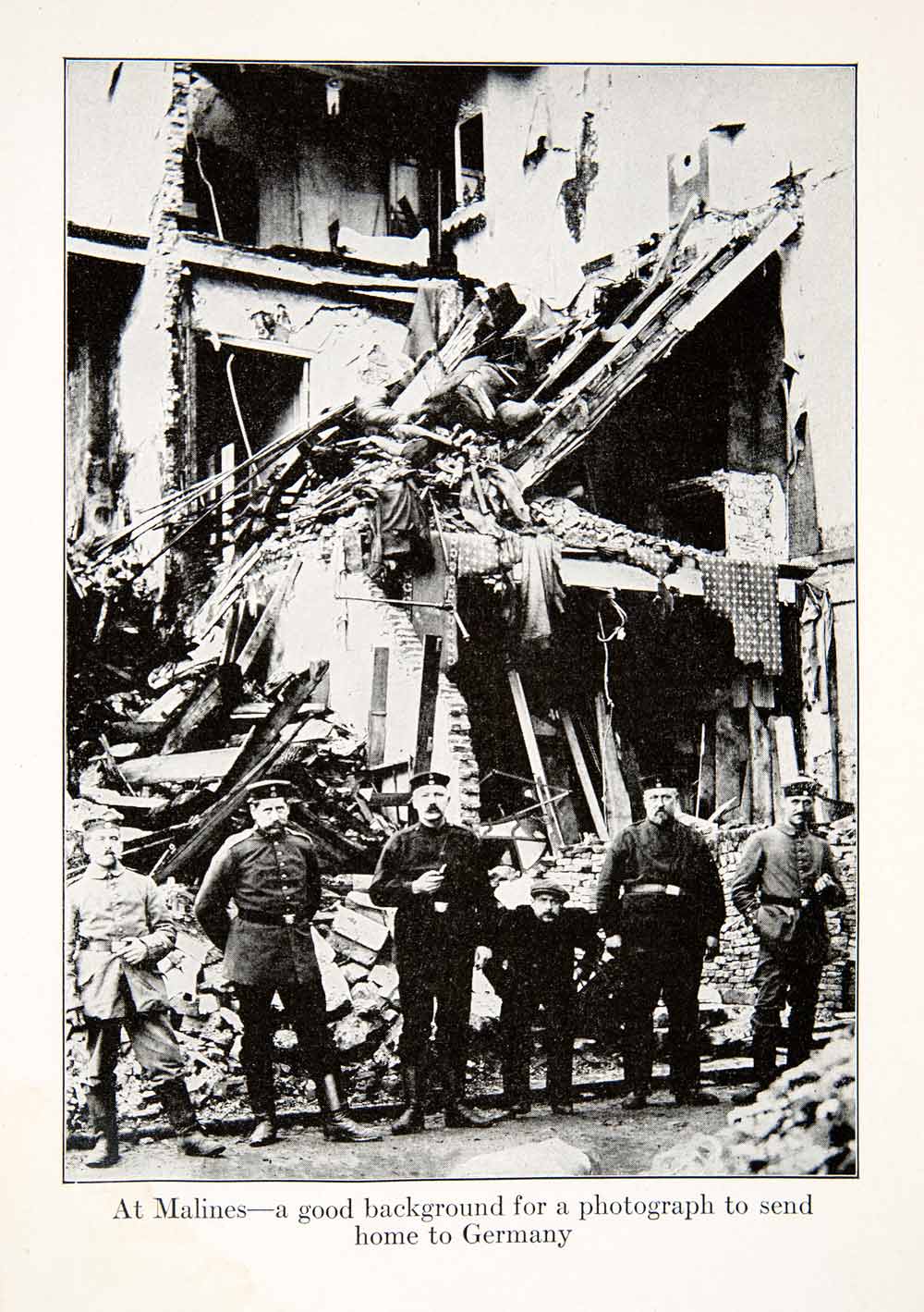 1917 Print Mechelen Antwerp Flanders Belgium World War I Destruction XEW2