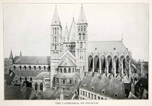 1920 Print Cathedral Our Lady Tournai Belgium Wallonia Scheldt Romanesque XEW8