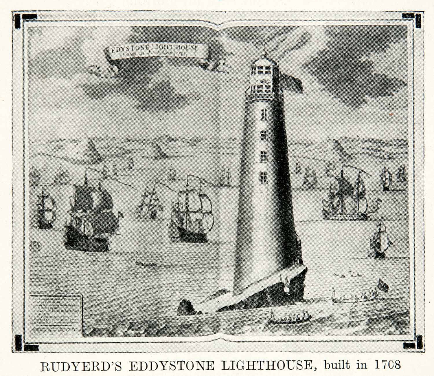 1922 Print Rudyard Eddystone Lighthouse England Rocks Devon Cornwall Gneiss XEX7