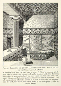 1938 Print Bathroom Queens Apartment Cretan Palace Minos Knossos Frieze XEZ5