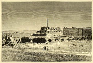 1878 Wood Engraving Ruins Palace Feroz Feroze Plains Delhi India XGA4