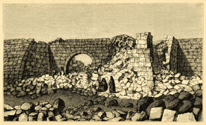 1872 Wood Engraving Gateway Gate El Abdeh Eboda Middle East Ruins XGA9