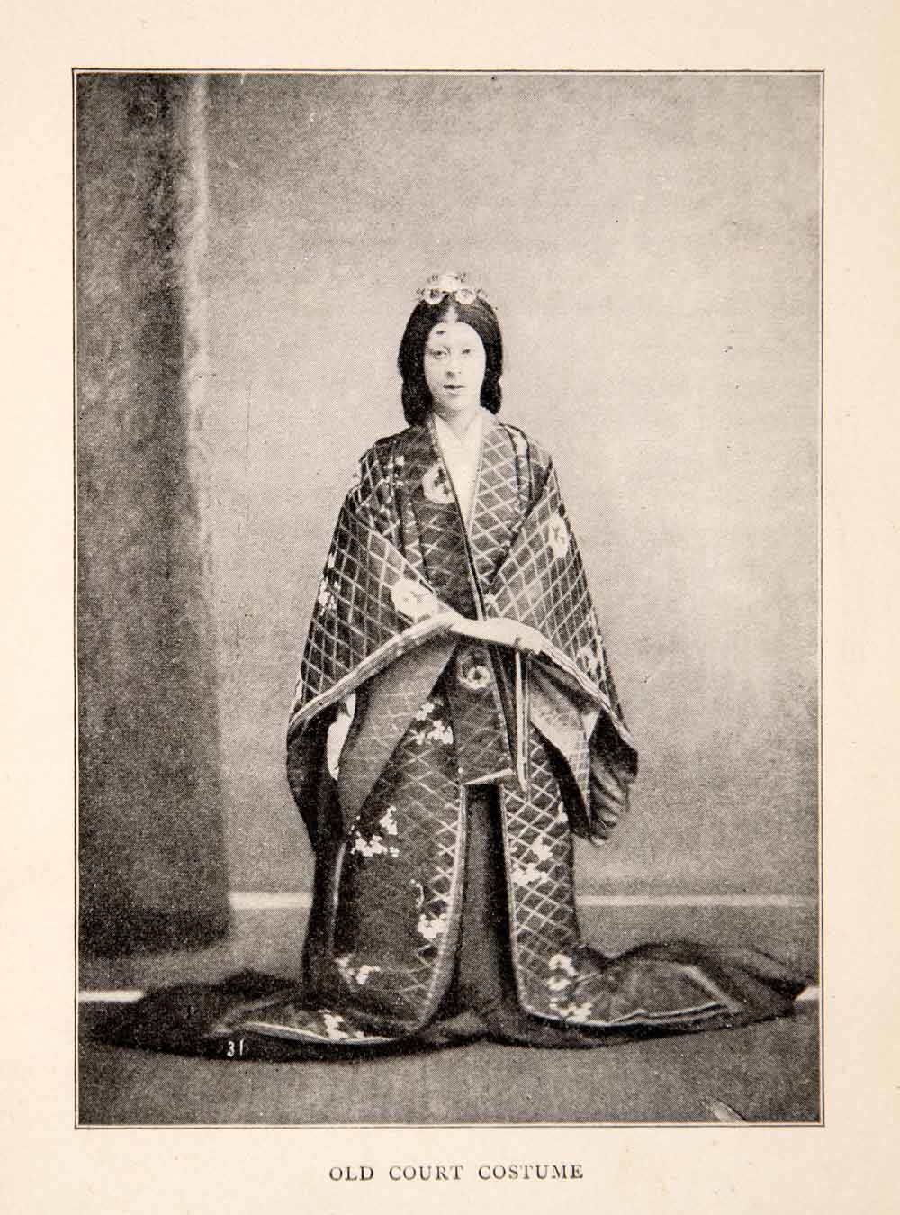 1902 Print Court Costume Japanese Aristocrat Noble Attire Traditional XGAF2