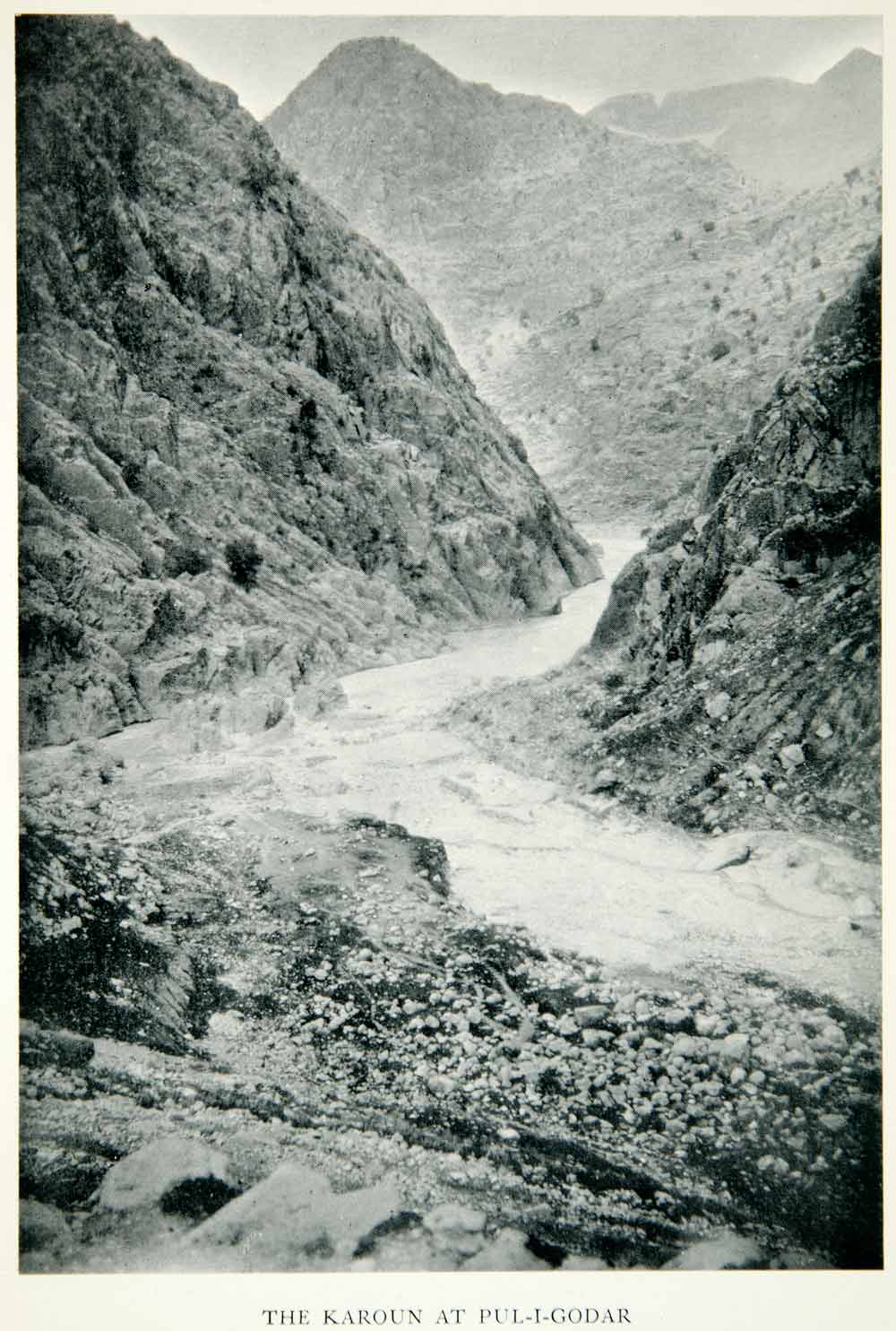 1928 Print Karun Pul Godar Iran Natural History River Landscape Mountain XGAG9