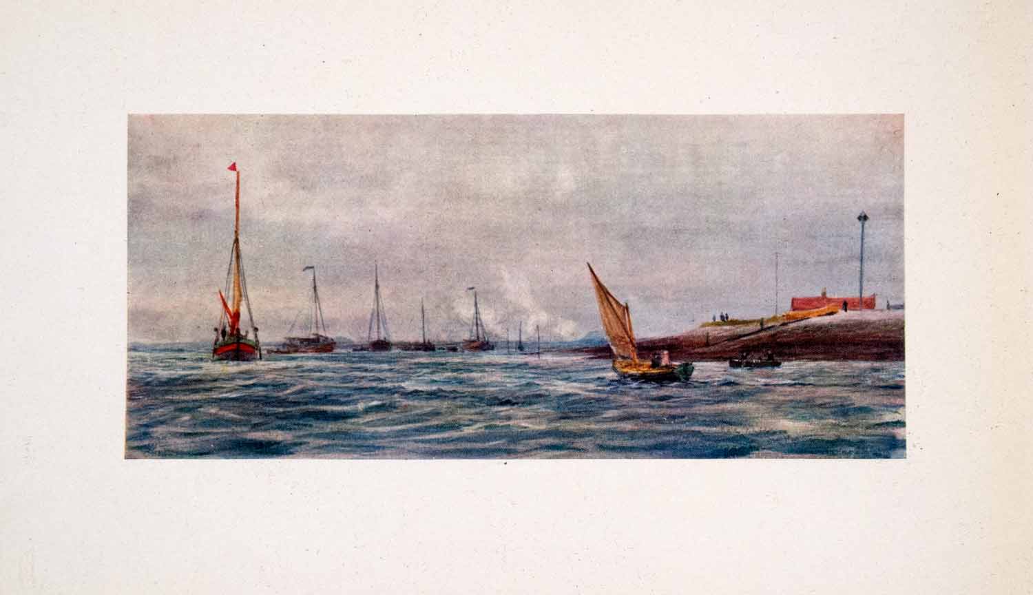 1905 Print Holehaven Creek England Thames River Estuary William Lionel Wyllie