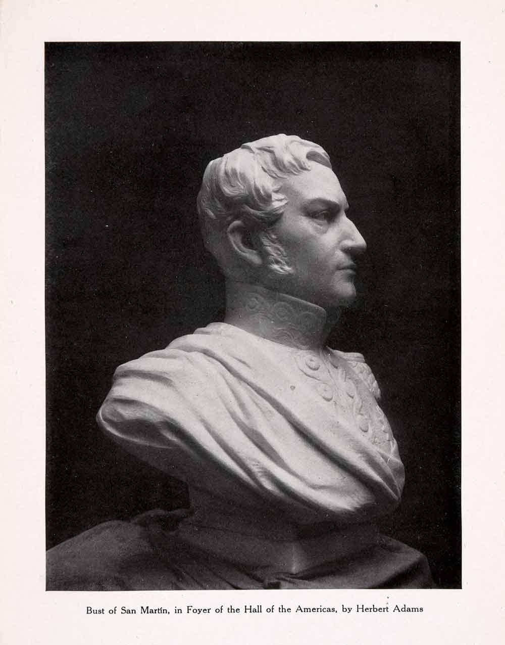 1911 Print Bust San Martin Foyer Hall Americas Herbert Adams Pan American XGBA5