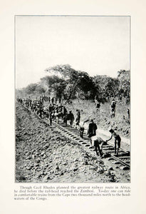 1924 Print Men Work Railway Zambesi River South Africa Cape Town Congo XGBC4