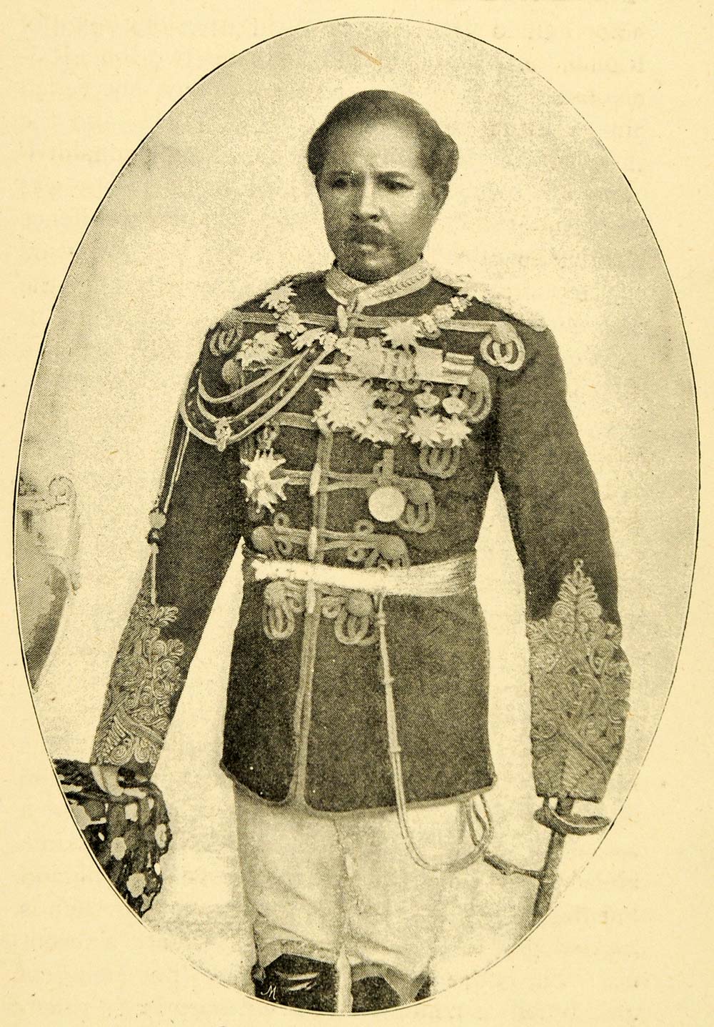 1896 Print Madagascar Prime Minister Rainilaiarivony Military Uniform XGC9