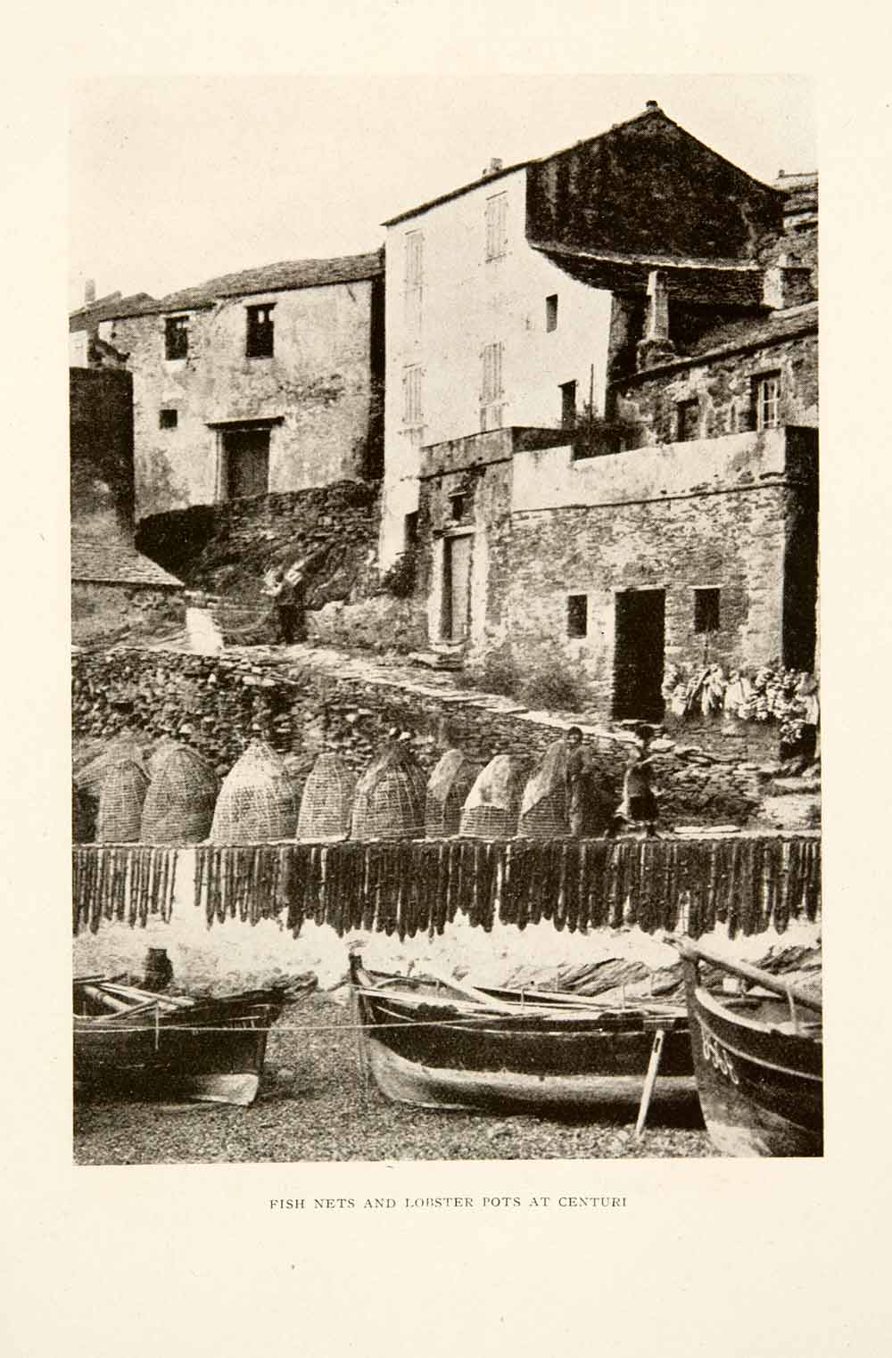 1923 Print Fish Net Lobster Pot Centuri Corsica France Sea Port Maritime XGCB9