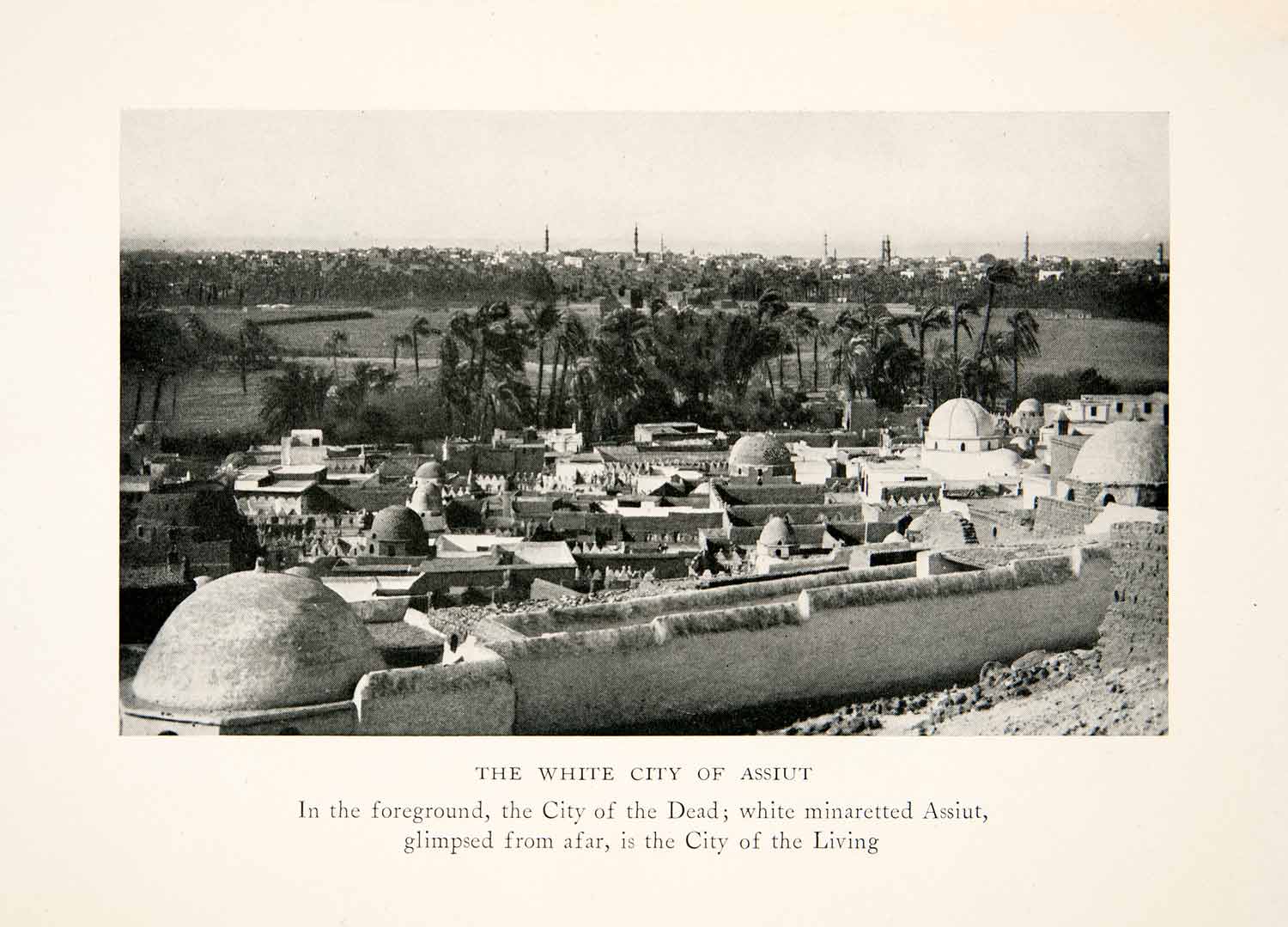 1928 Print White City Assiut City Dead Minaret Living Egypt Asyut Ancient XGCC1