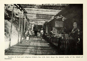 1924 Print Food Venders Religious Shops Trinkets Goods Enoshima Japan XGCD4