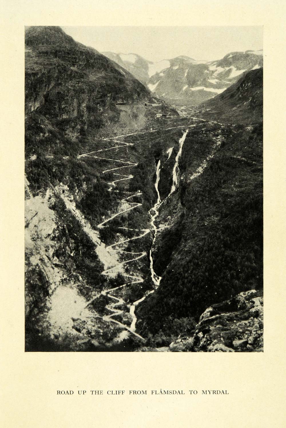 1936 Print Zig Zag Cliff Road Flamsdal Myrdal Norway Landscape Natural XGD2