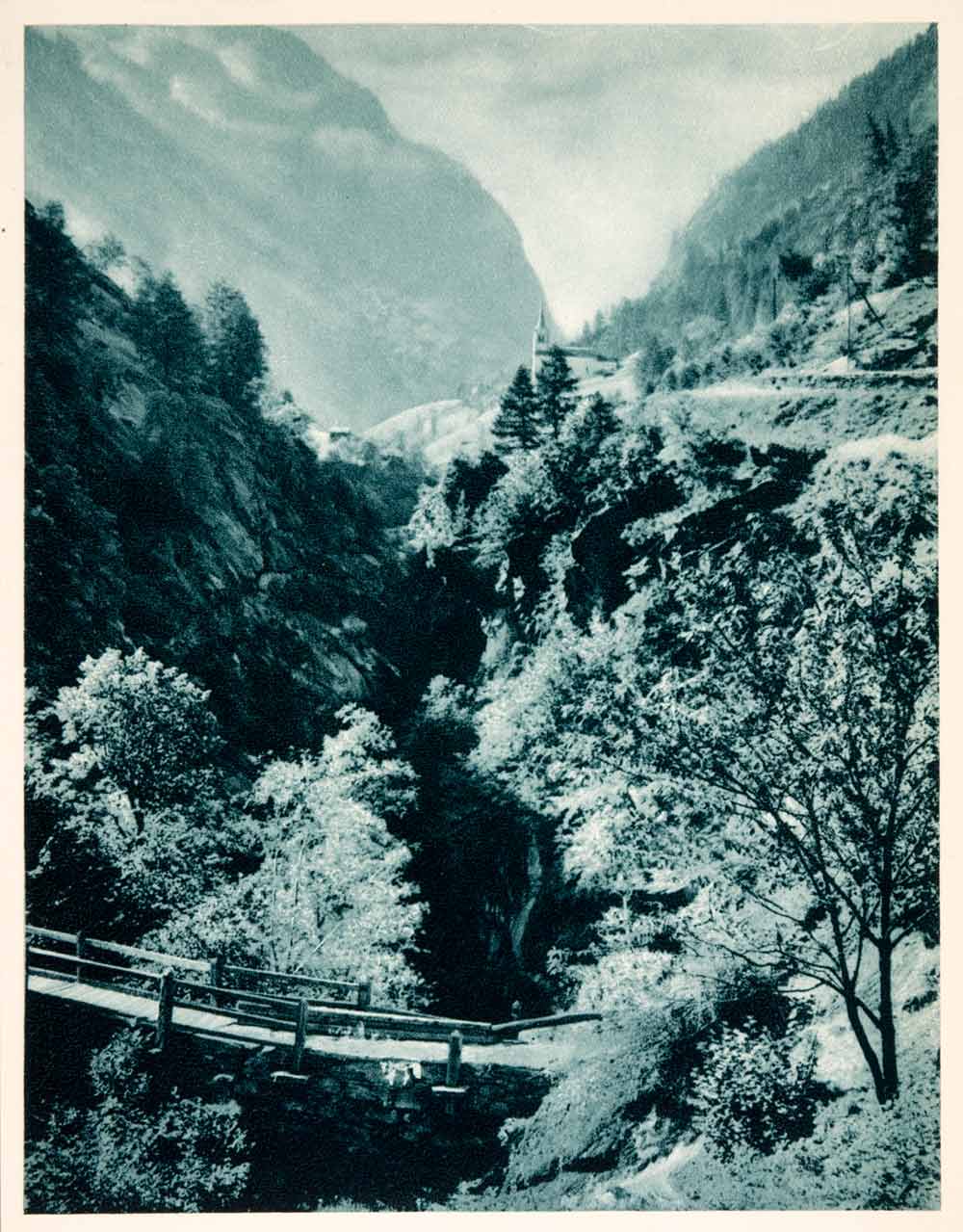 1937 Photogravure Stalden Saastel Valley Bernese Alp Valais Switzerland XGDA6