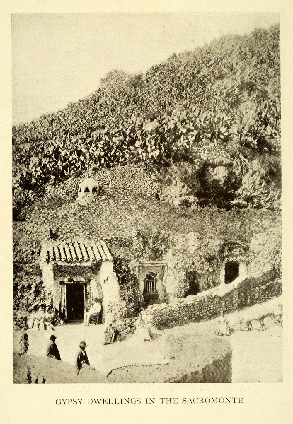 1907 Print Gypsy Dwellings Sacromonte Hillside Granada Spain Indigenous XGE3