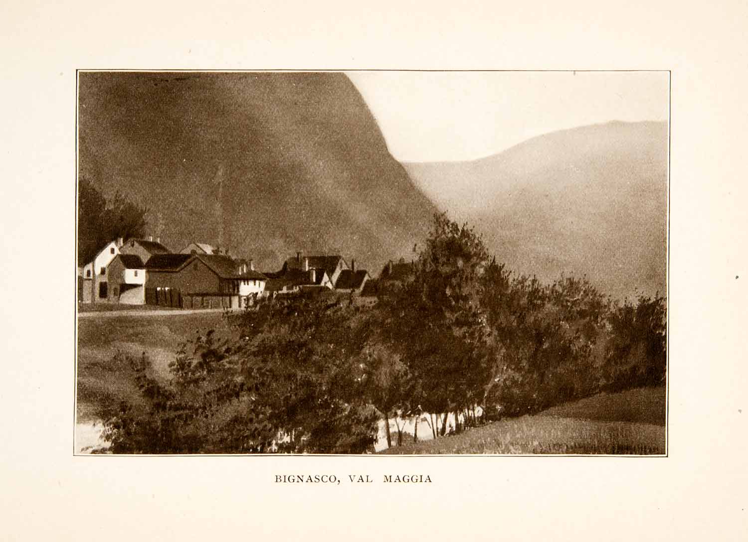 1908 Print Bignasco Val Maggia Cevio Cavergno Switzerland Landscape XGEB5