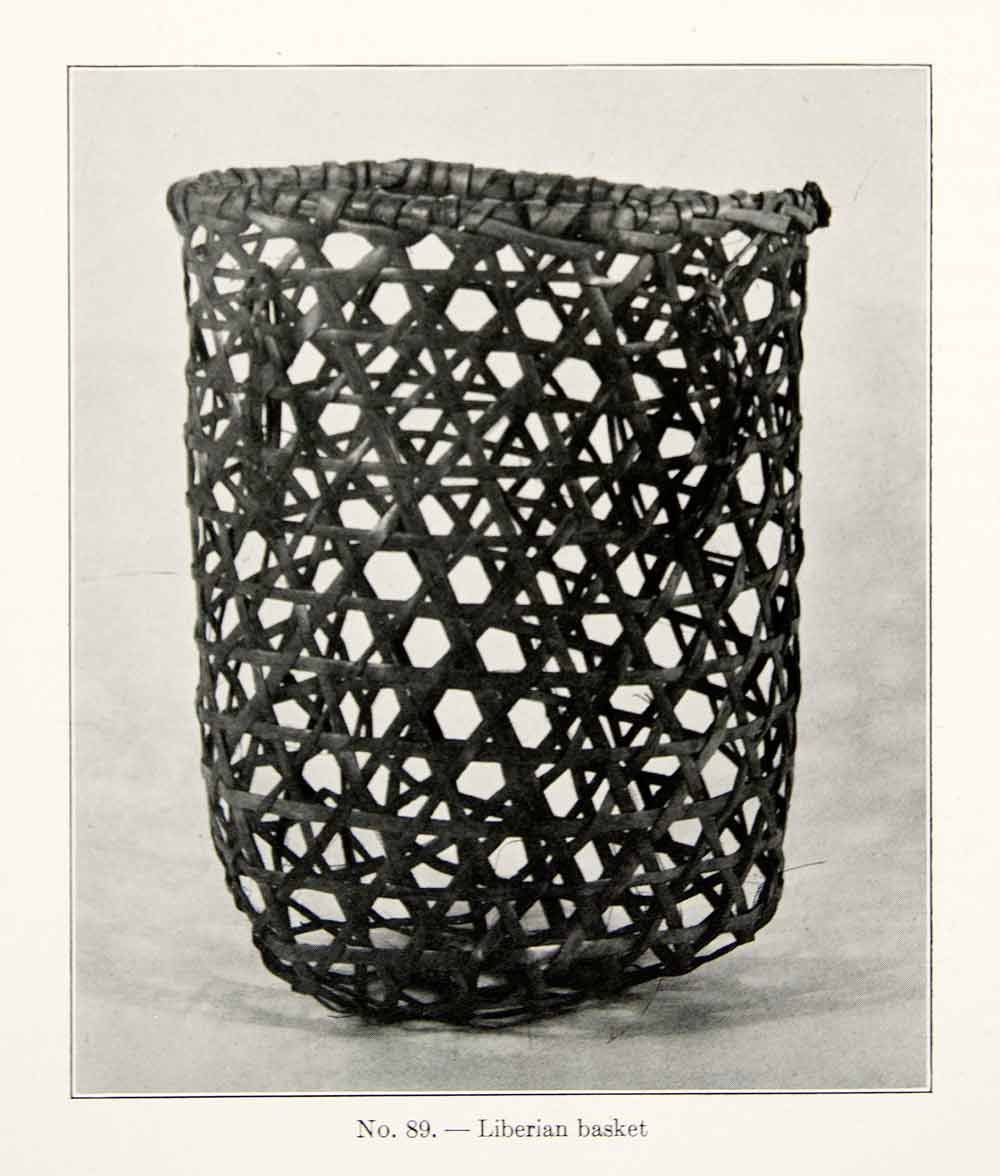 1930 Print Liberian Basket Liberia Africa Woven Hand-Made Everyday Use XGEC4