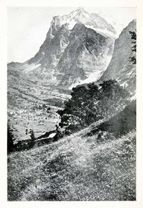 1923 Print Grindelwald Bern Switzerland Landscape Wetterhorn Mountain XGFC1