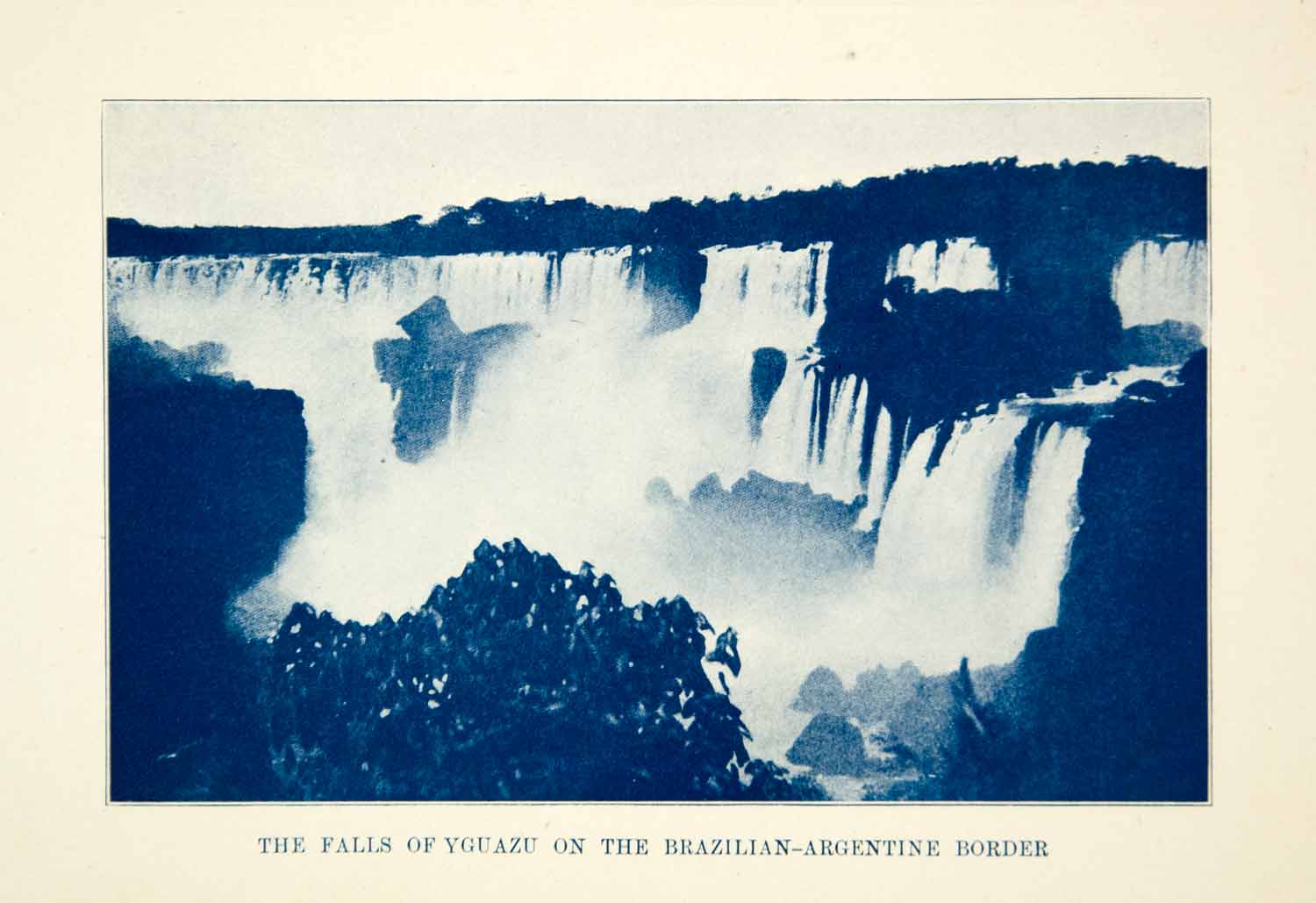 1909 Print Iguazu Falls Iguassu Iguacu River Waterfall Argentina Brazil XGFD8