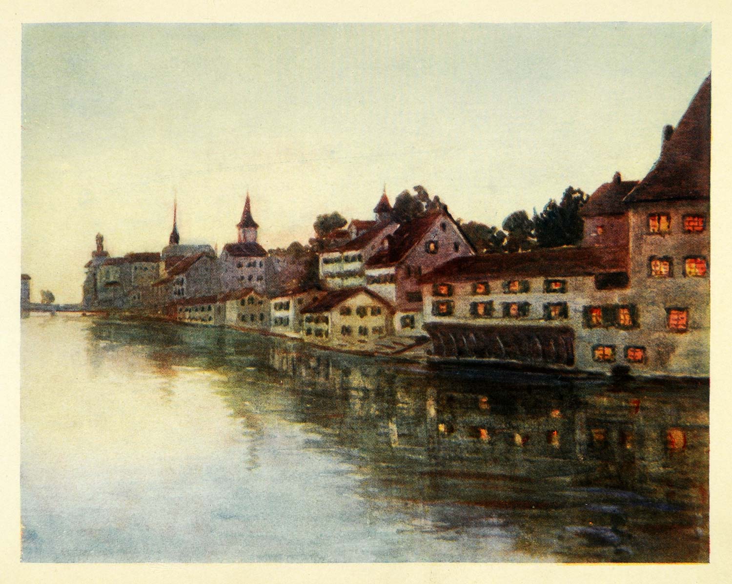 1907 Print Zurich Village Coast Harbor Switzerland Effie Jardine Swiss XGG4