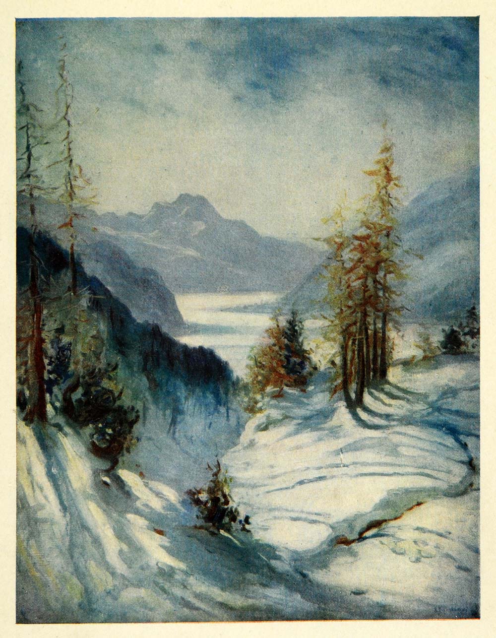 1907 Print Engadine Valley Maloja Pass Switzerland Mountainous Swiss XGG4