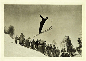 1907 Print Ski Jumping Skiing Winter Sport Portrait Ballance Switzerland XGG4