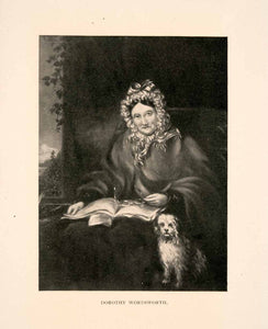 1903 Halftone Print Dorothy Wordsworth Portrait Dog William Poet English XGGA3