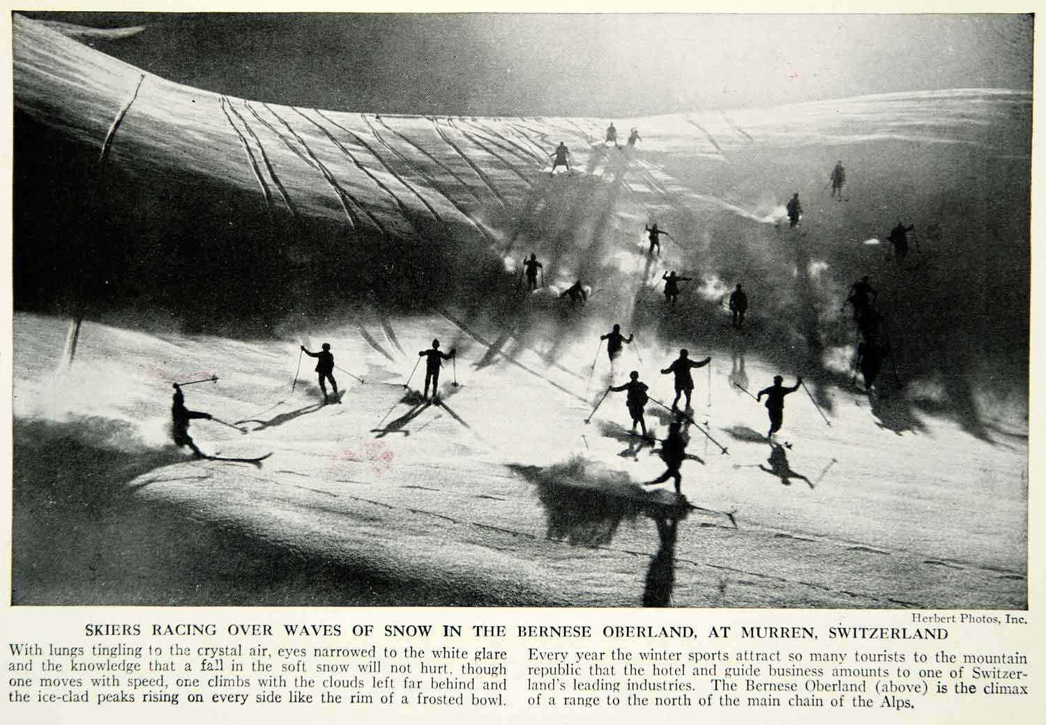 1938 Print Switzerland Skiers Bernese Oberland Murren Historical Image XGGD4