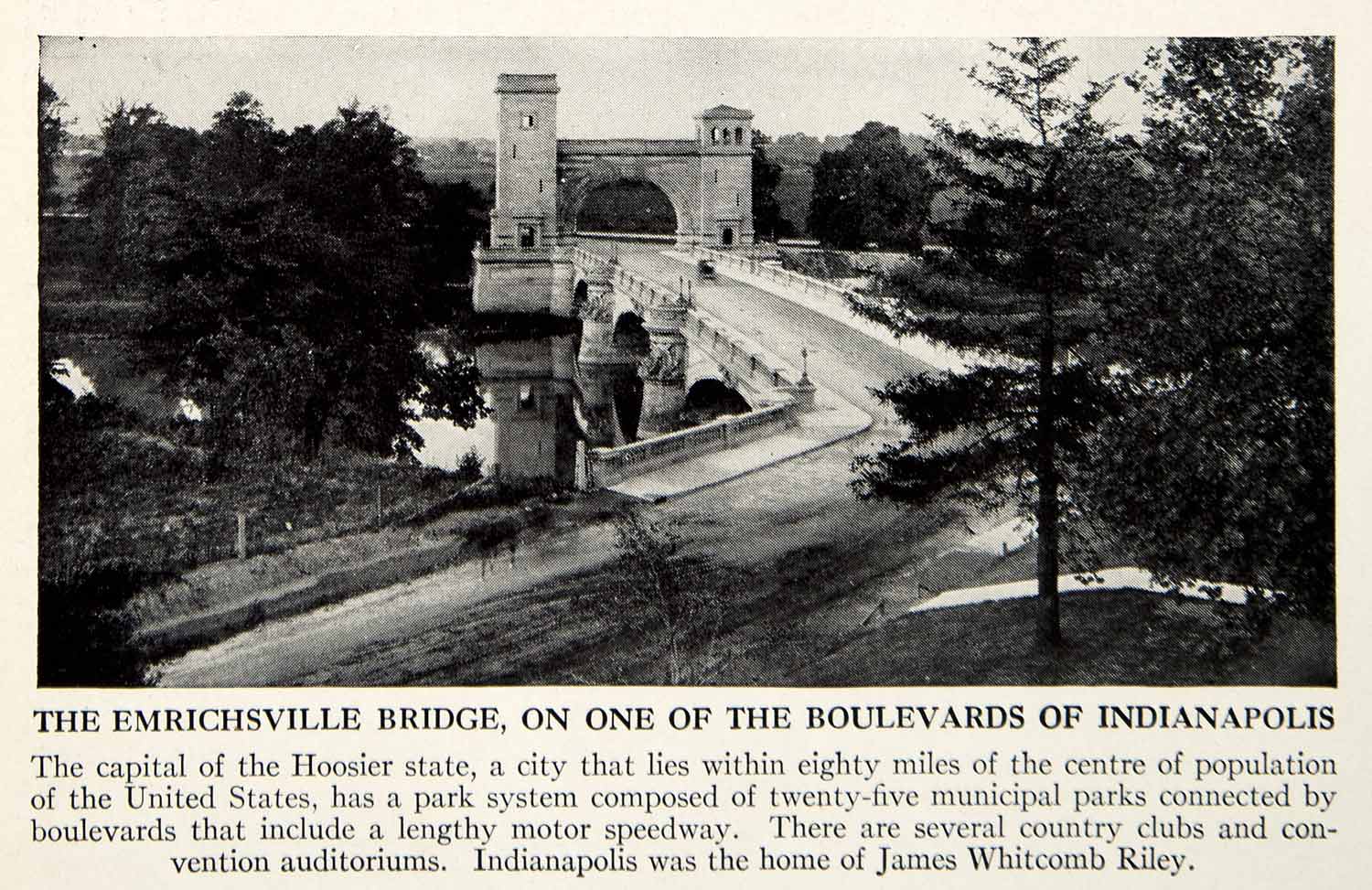 1938 Print Emrichsville Bridge Indianapolis IN USA Highway Historic XGGD5