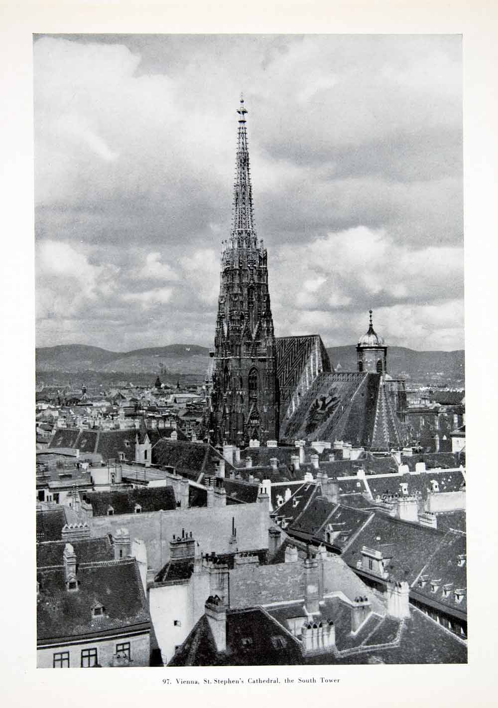 1956 Print Vienna Saint Stephen's Cathedral South Tower Romanesque Ashlar XGHC9