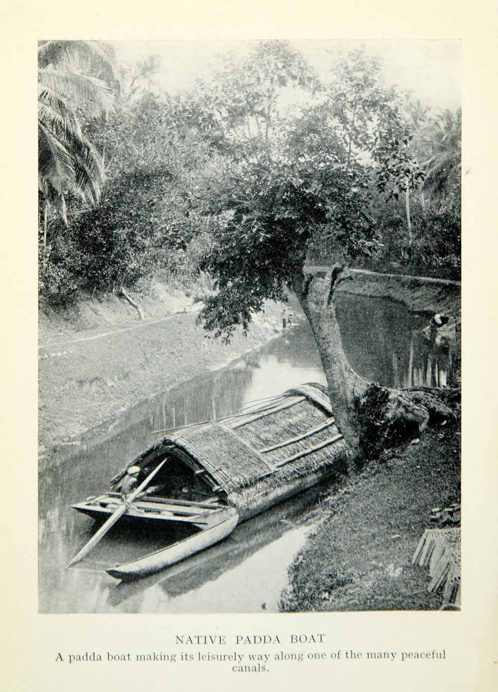 1929 Print Native Padda Boat Canal Sri Lanka Ceylon Historical Image XGHD4