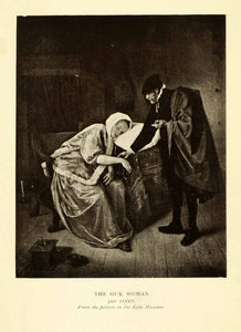 1906 Print Dutch Golden Age Jan Steen Costume 17th Century Sick Woman Daily XGI6