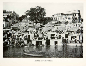 1938 Print Ghat Benares Steps Holy River Stairway Cityscape Sacred Worship XGIB6