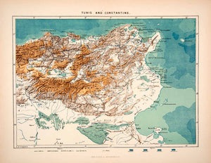 1893 Lithograph Tunis Constantine Tunisia Hammam El-Kef Bona Hippo Soliman XGIC8