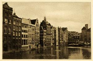 1911 Print Amsterdam Canal Waterfront Architecture Cityscape Historic Image XGJ3