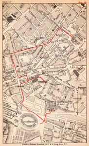 1908 Lithograph Map Plan Rome Italy Colosseum Piazza Esquilino Bath Trajan XGJA5