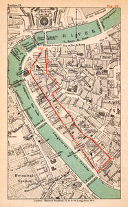 1908 Lithograph Map Plan Italy Rome Tiber River Ponte Sisto St Angelo XGJA5